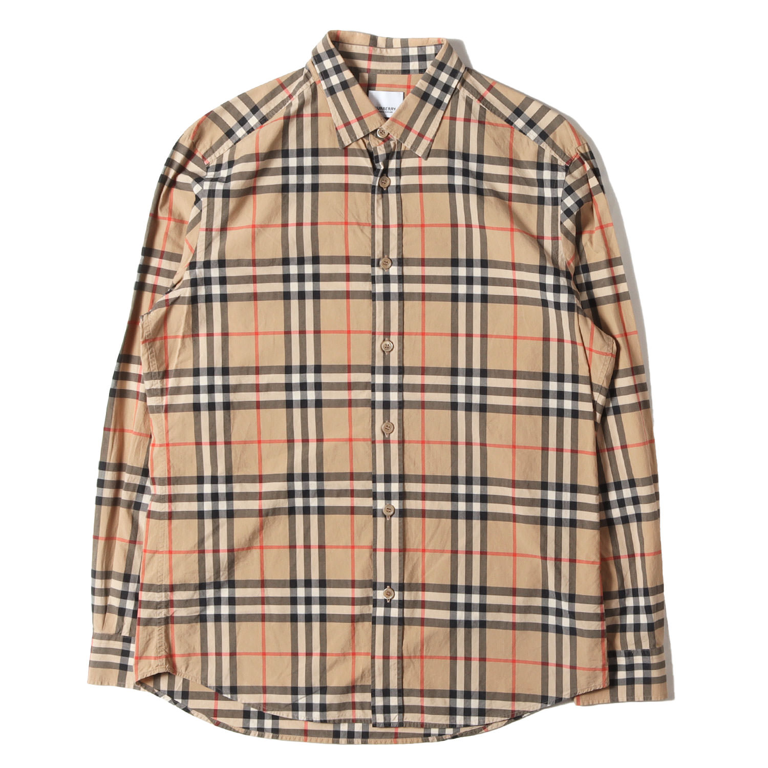 BURBERRY バーバリー シャツ ブラウン サイズ:M | 定番人気 | ノバチェック コットン ボタンシャツ | トップス カジュアルシャツ 長袖..