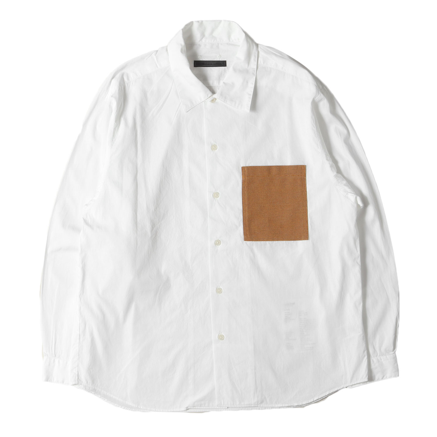 SOPHNET ソフネット シャツ ホワイト 白 サイズ:L | 23SS Kvadrat デザイン ポケット コットンブロード シャツ(POCKET REGULAR COLLAR BIG SHIRT) | トップス カジュアルシャツ 長袖【メンズ】【中古】【K4782】