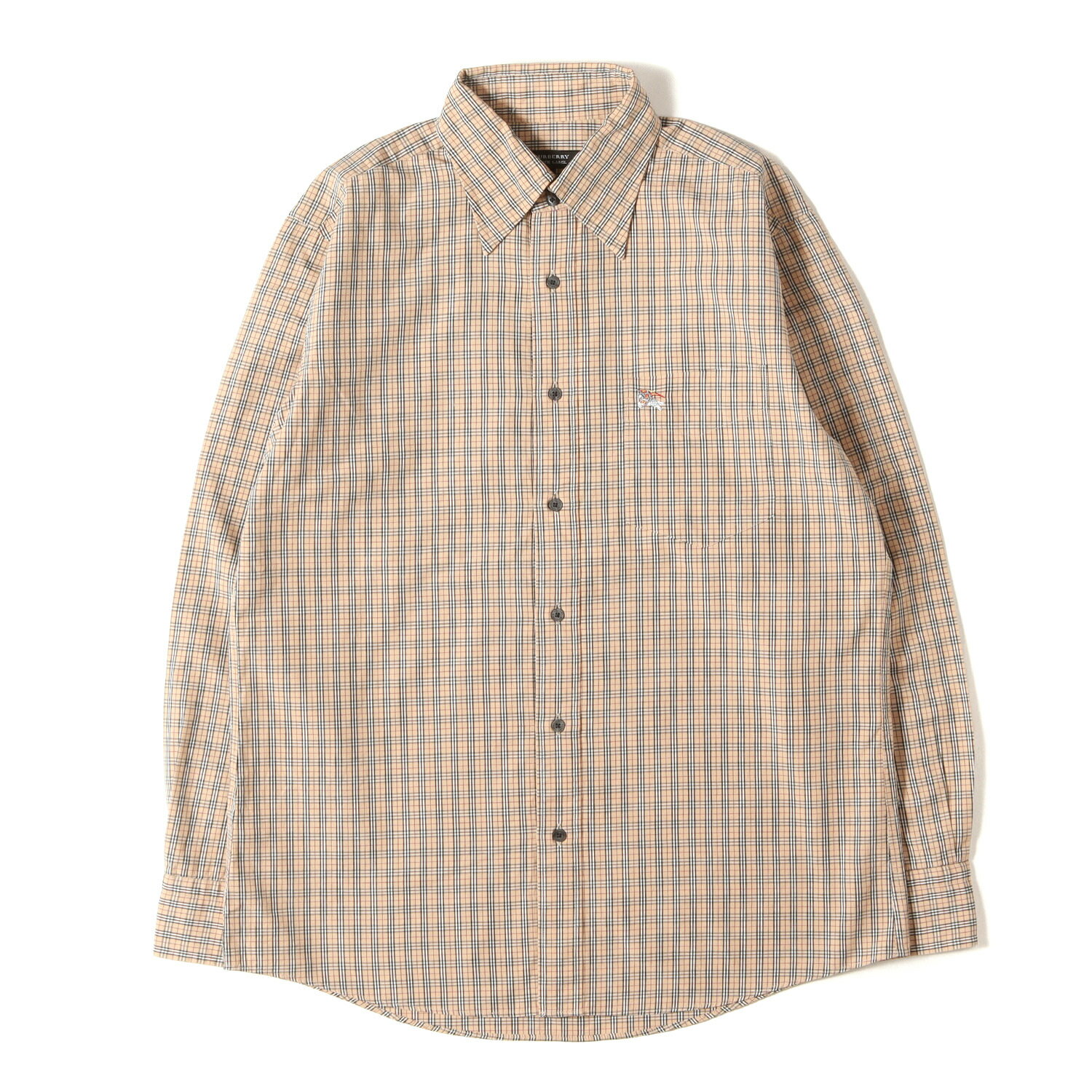 BURBERRY BLACK LABEL バーバリー ブラックレーベル シャツ ベージュ サイズ:2 | チェック ボタンダウン ドレス シャツ / MADE IN JAPAN | トップス カジュアルシャツ 長袖【メンズ】【中古】【美品】【K4789】