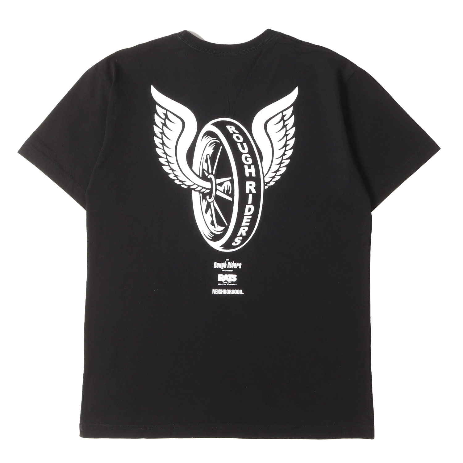 NEIGHBORHOOD ネイバーフッド Tシャツ ブラック 黒 サイズ:S | RATS TOKYO ROUGH RIDERS フライングホイール Tシャツ | トップス カットソー 半袖【メンズ】【中古】【K4800】