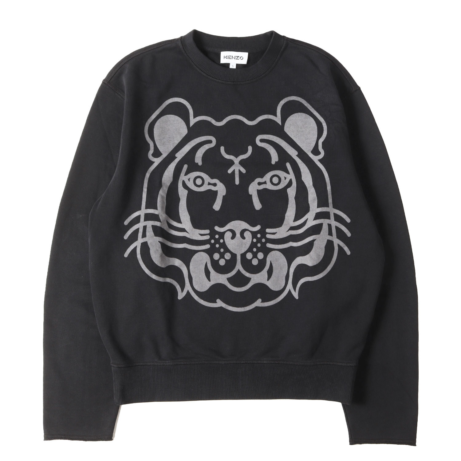 KENZO ケンゾー スウェット ブラック 黒 サイズ:S | 21SS ビッグ タイガー プリント クルーネック スウェットシャツ | トップス トレーナー【メンズ】【中古】【K4808】（楽天・ブランド古着のBEEGLE by Boo-Bee）