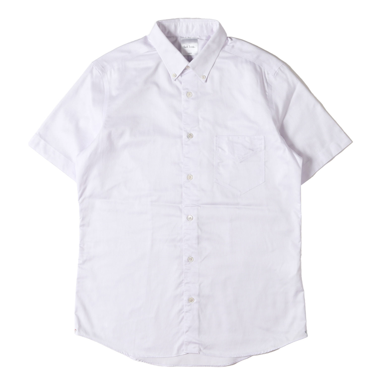 Button-Down Shirt - Paul Smith ポールスミス シャツ ライトパープル 紫 サイズ:L | マイクロストライプ ボタンダウン 半袖シャツ | 半袖 ショート ハーフ スリーブ【メンズ】【中古】【K4826】