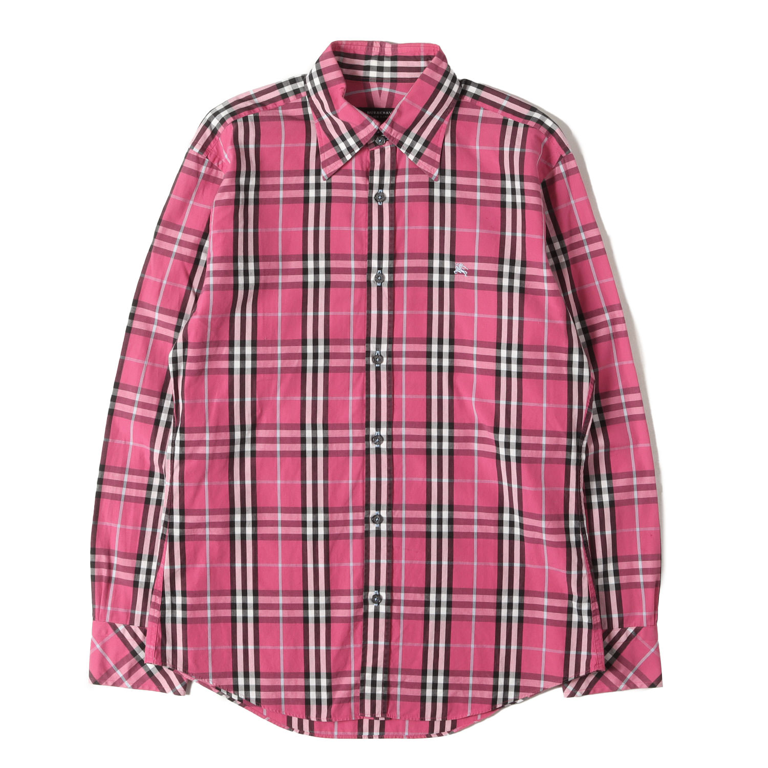 BURBERRY BLACK LABEL バーバリー ブラックレーベル チェック シャツ ピンク系 サイズ:2 | ボタンダウン ドレス シャツ | MADE IN JAPAN | トップス カジュアルシャツ 長袖【メンズ】【中古】【K4787】