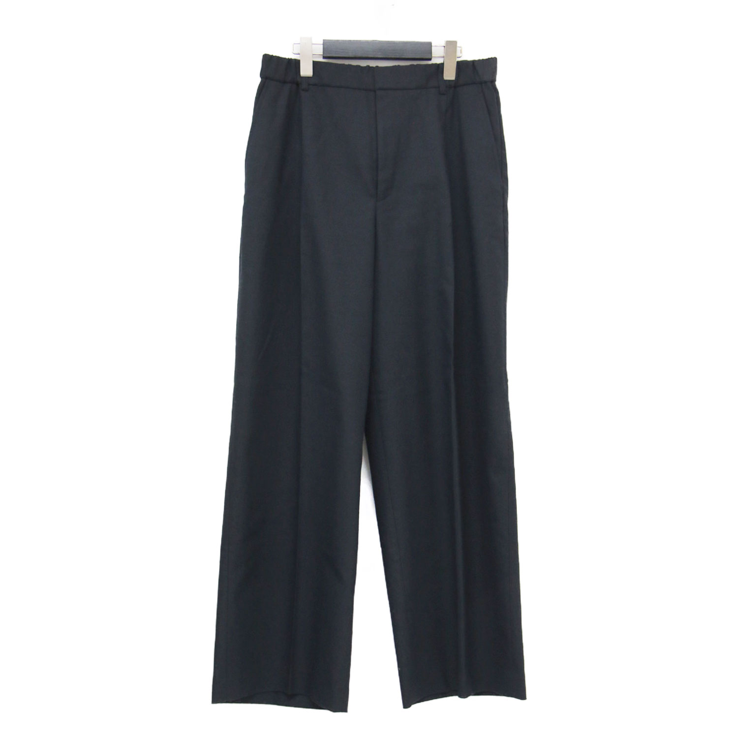 乐天商城 - 23区 ニジュウサンク パンツ ネイビー 紺 サイズ:44(XL) | スラブツイードストレッチ ワイド パンツ | タック センタープレス コットン リネン | ボトムス ズボン【レディース】【中古】【K4858】