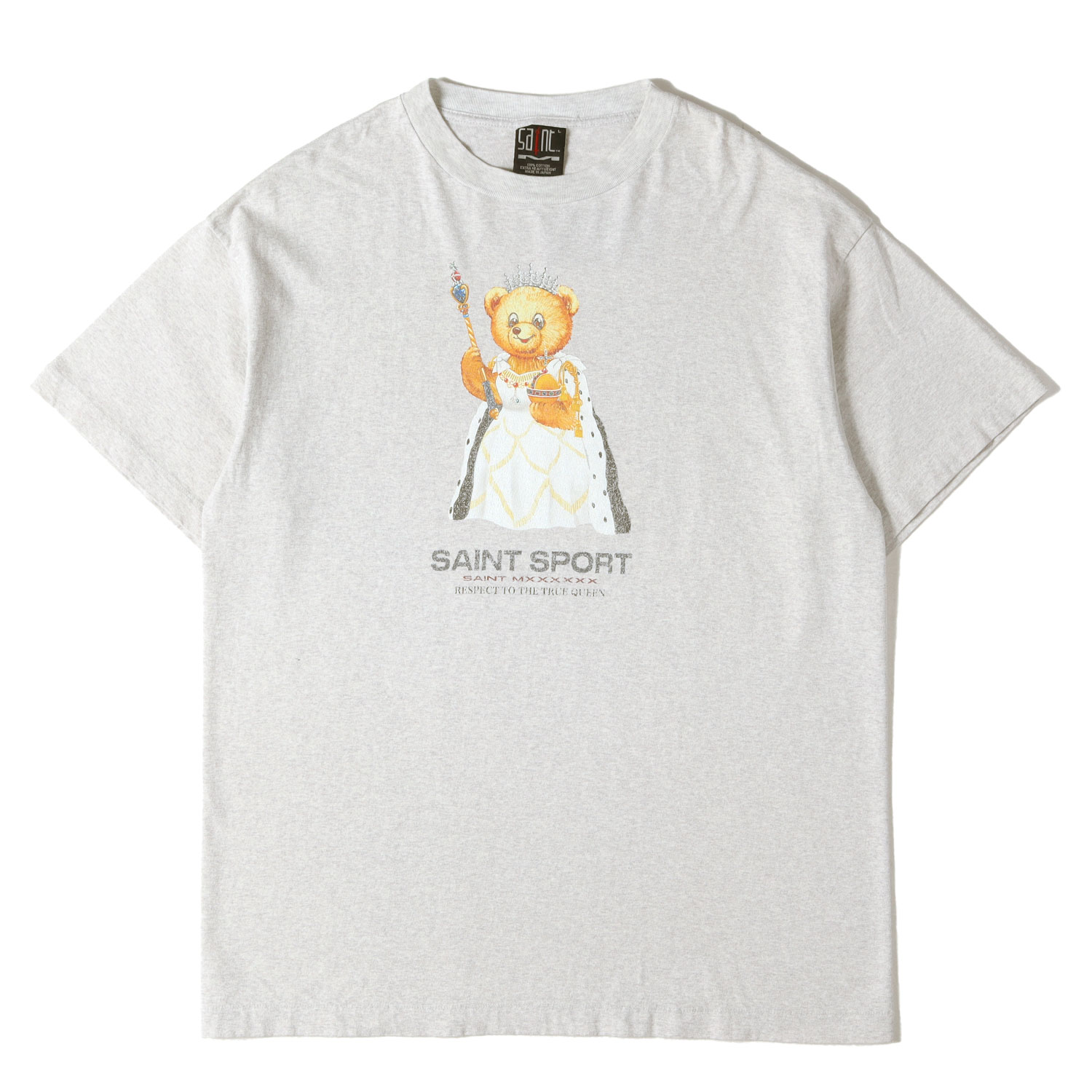 SAINT MICHAEL セントマイケル Tシャツ グレー サイズ:L | 24SS ヴィンテージ加工 グラフィック Tシャツ(SS TEE / TRUE QUEEN) | トップス カットソー 半袖