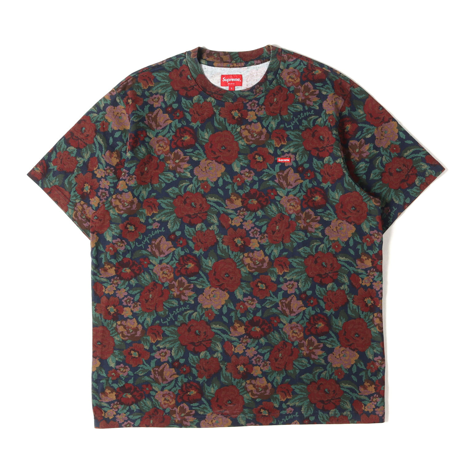 SUPREME シュプリーム 18FW Floral Logo Tee フローラルロゴ 半袖Tシャツ ゴールド コットン サイズL 美品 中古 4b010631 SUPREME シュプリーム 18FW Floral Logo Tee フローラルロゴ 半袖T