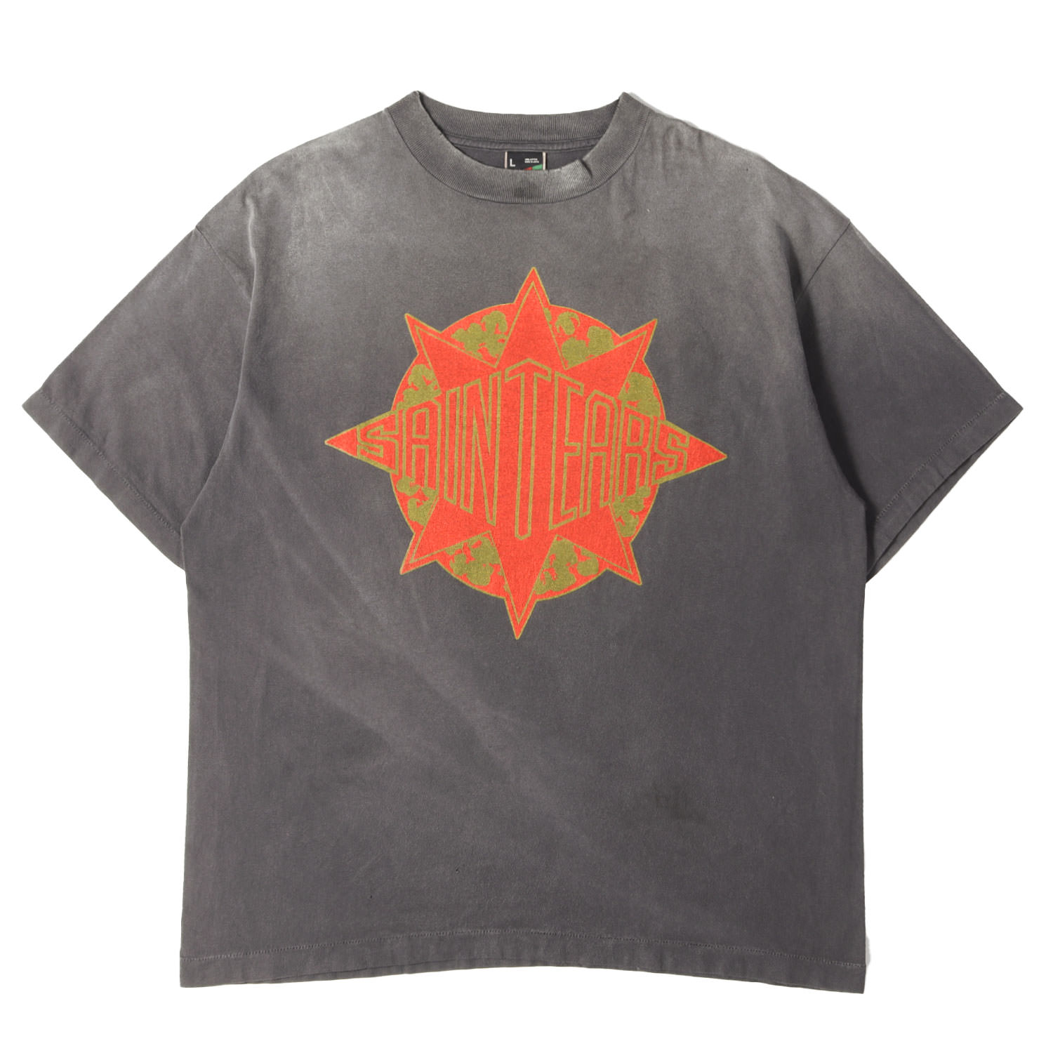 乐天商城 - SAINT MICHAEL セントマイケル Tシャツ ブラック 黒 サイズ:L | 24AW ×DENIM TEARS ヴィンテージ加工 Tシャツ(SS TEE ST TEARS) | トップス カットソー 半袖【メンズ】【中古】【K4856】