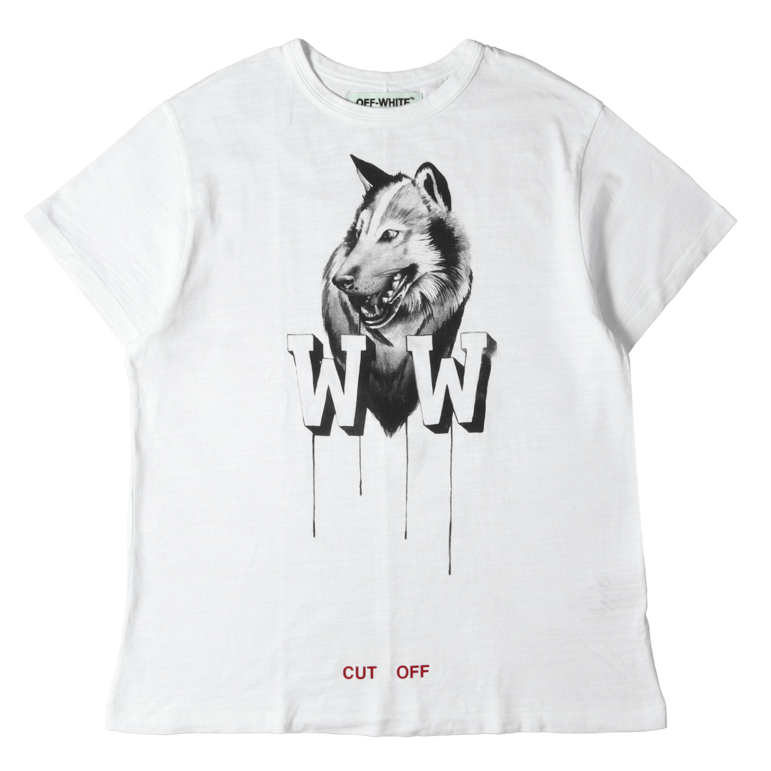 乐天商城 - OFF-WHITE オフホワイト Tシャツ ホワイト 白 サイズ:M | ウルフ グラフィック Tシャツ | 半袖 ショート ハーフ スリーブ カットソー【メンズ】【中古】【K4858】