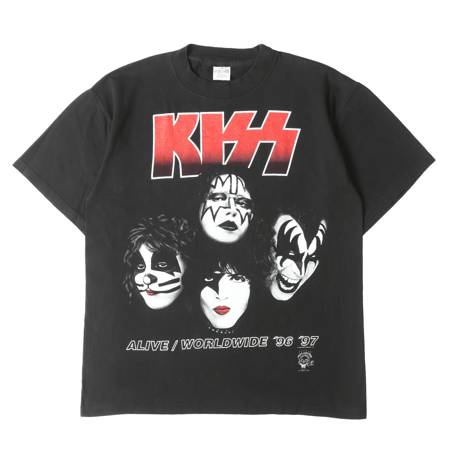 Vintage Music Item ヴィンテージミュージックアイテム Tシャツ ブラック 黒 サイズ:L | 90s KISS ALIVE WORLDWIDE 96-97 キッス ツアー Tシャツ USA製 PYRAMID | 半袖 ショート ハーフ スリーブ カットソー