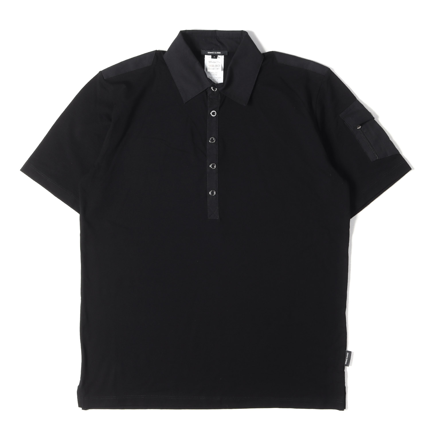 VERSACE ブラック ポロシャツ ギリシャ模様 ヴェルサーチ メンズ デザイナー ポロシャツ & Tシャツ | ヴェルサーチェ 日本
