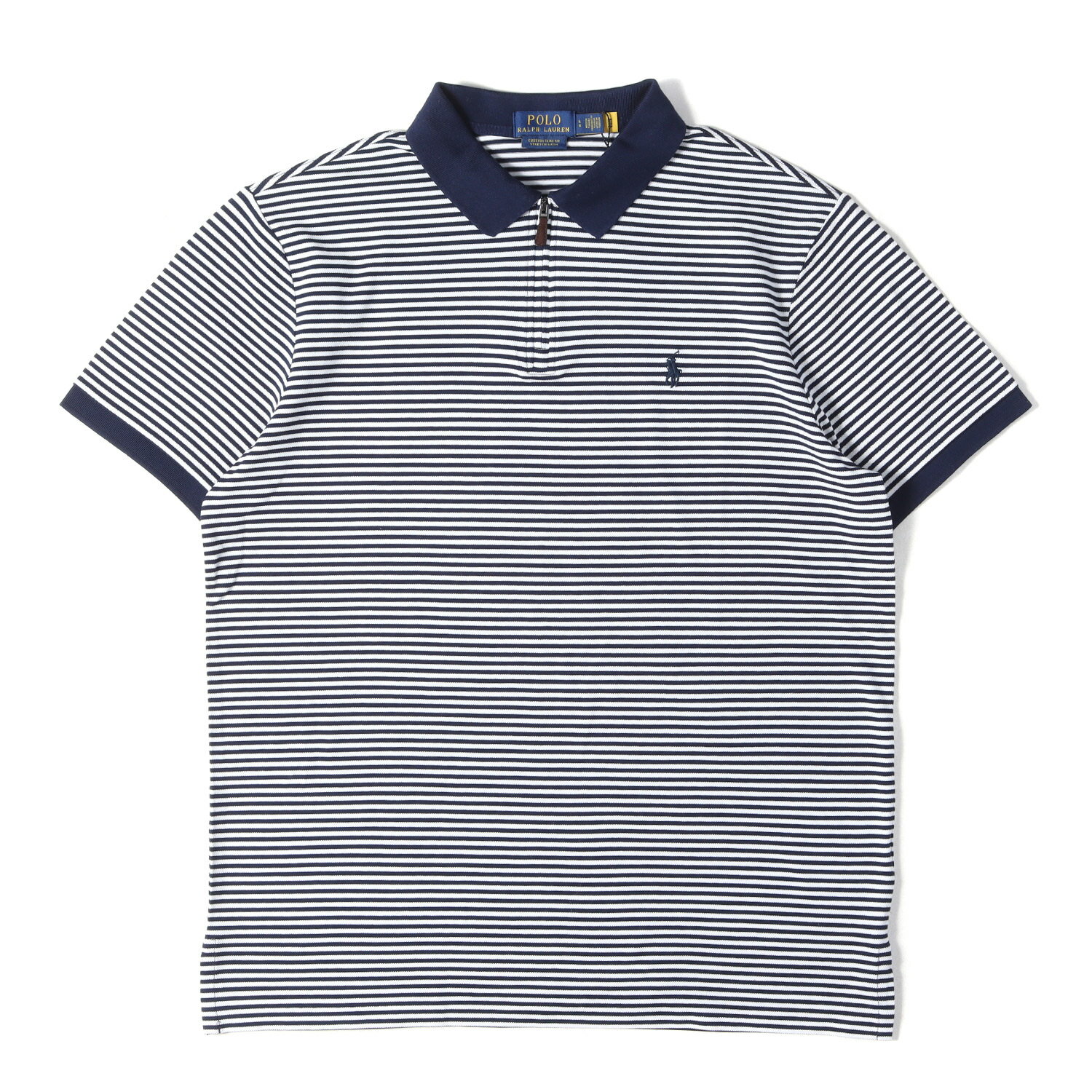 POLO Ralph Lauren ポロ ラルフローレン ポロシャツ ネイビー ホワイト 紺白 サイズ:L | 現行モデル | ポニー刺繍 ストレッチ ボーダー 鹿の子 ポロシャツ | トップス 半袖【メンズ】【K4813】