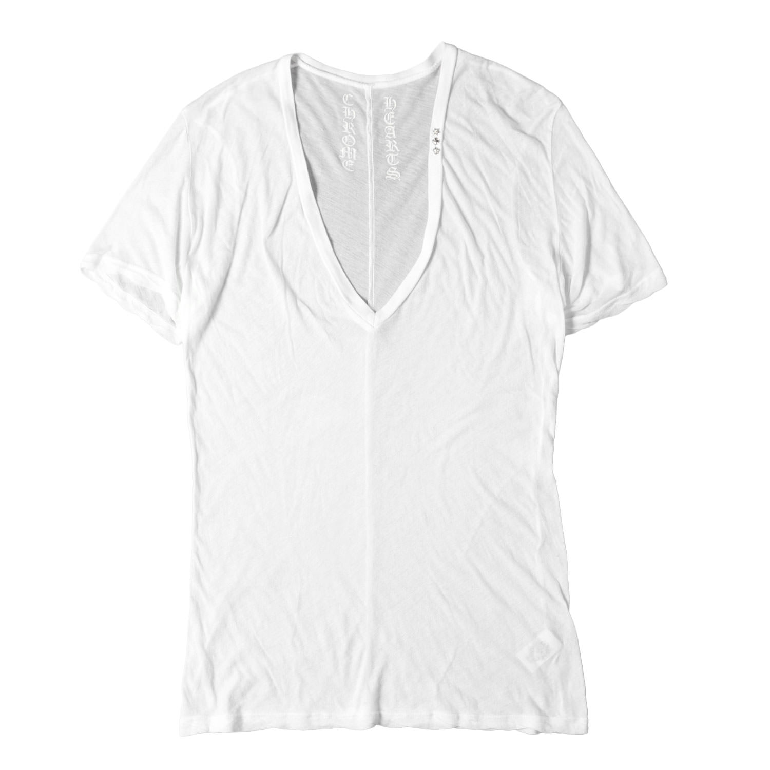 クロムハーツ  Tシャツ　グレー　Ｖネック CHROME HEARTS(クロムハーツ) アーチロゴVネック スクロールラベル