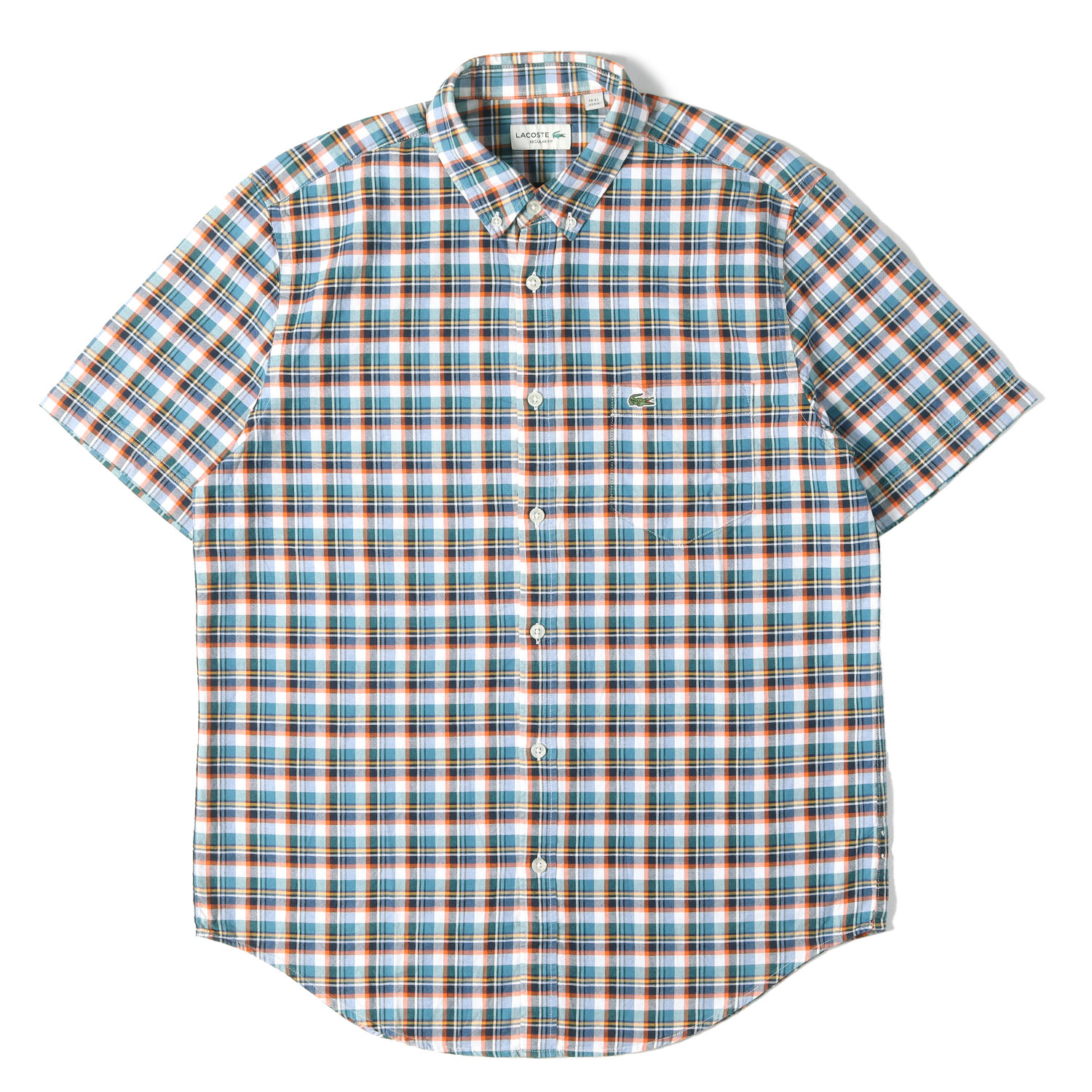 Rakuten - LACOSTE ラコステ シャツ ネイビー オレンジ サイズ:M/L | タータンチェック オックスフォード ボタンダウン 半袖シャツ | トップス カジュアルシャツ【メンズ】【中古】【美品】【K4816】