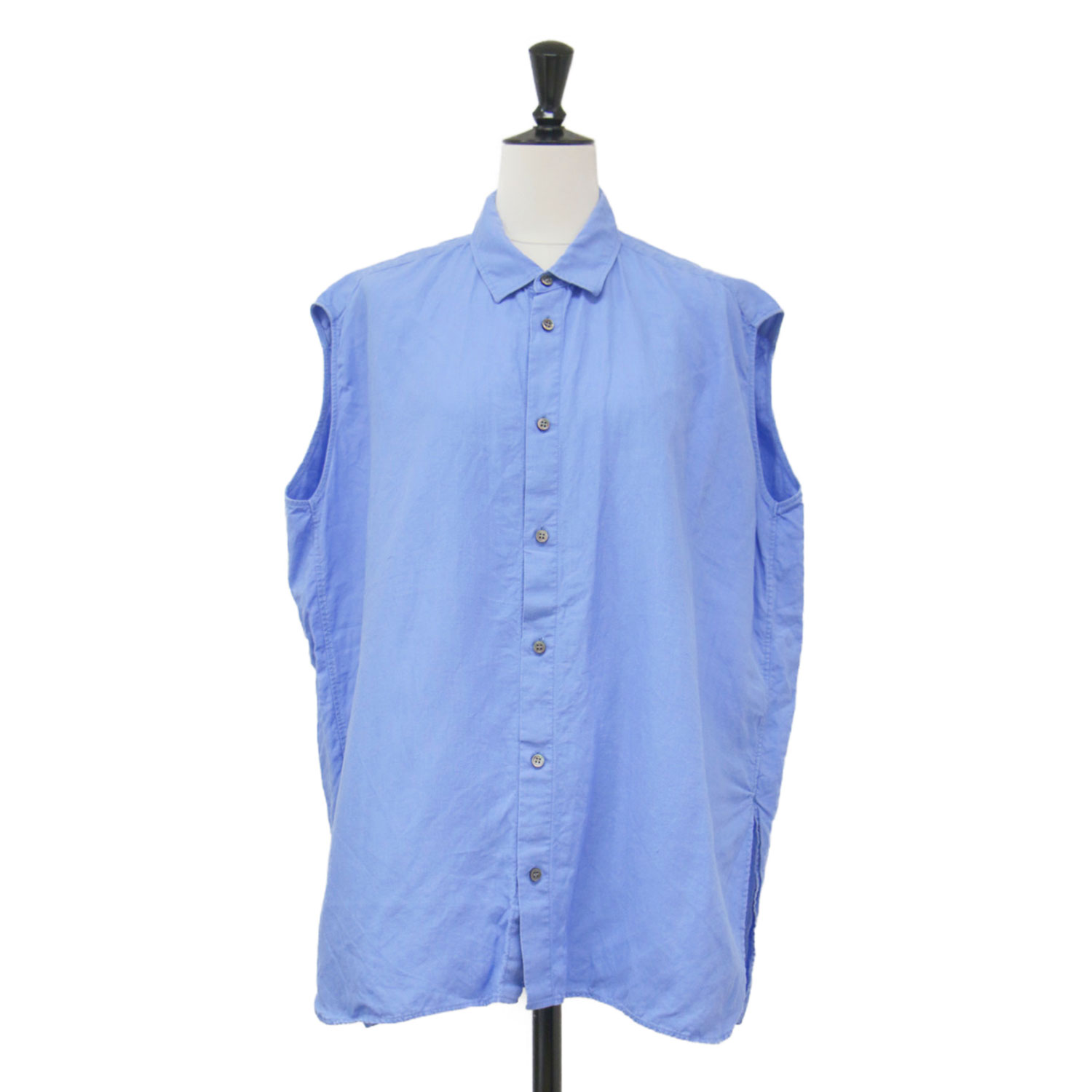Sleeveless - Plage プラージュ シャツ ブルー サイズ:FREE | 21春夏 リネンノースリビッグシャツ / ブラウス | スリーブレス ワイド サイドスリット ウォッシャブル | トップス【レディース】【中古】【K4816】