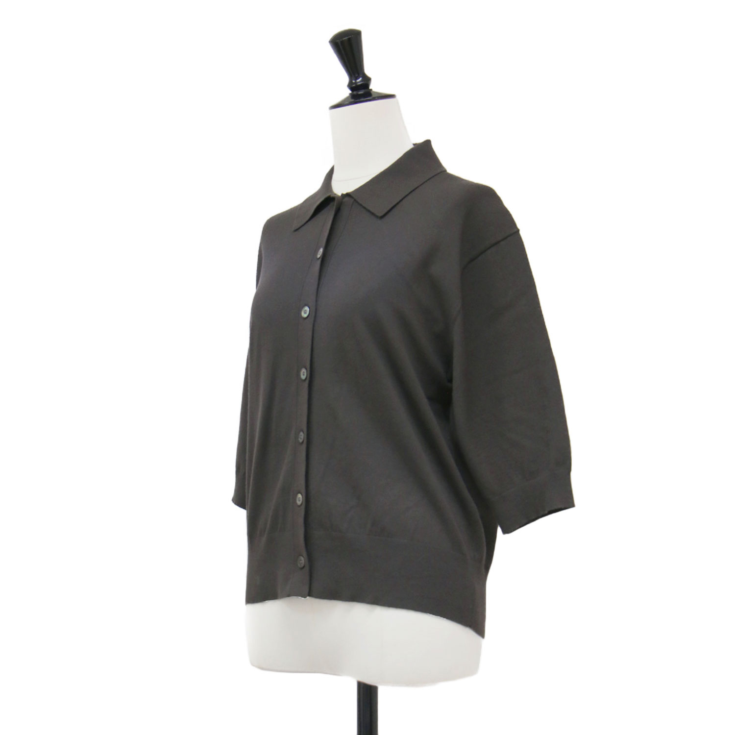 23区 ニジュウサンク カーディガン ブラウン サイズ:38(M) | 25秋冬 レーヨンストレッチ ポロニット カーディガン | 五分袖 ハイゲージ ストレッチ シェルボタン ウォッシャブル | トップス セーター【レディース】【中古】【K4816】 beegle-10295881 ブランド古着のBEEGLE by Boo-Bee サンプル画像3