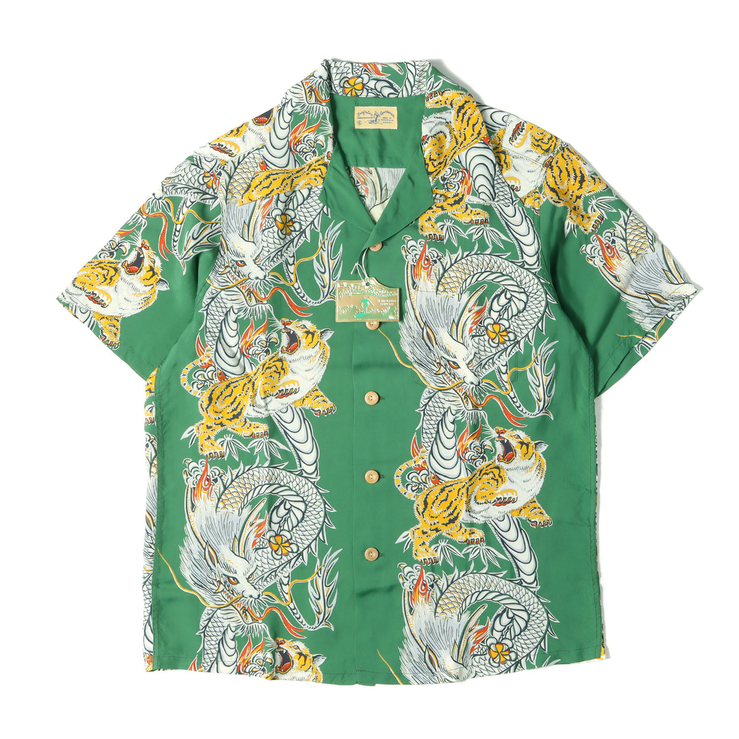 乐天商城 - SUN SURF サンサーフ シャツ グリーン サイズ:S | 人気モデル | 虎& 龍 和柄 レーヨン アロハシャツ | SURFRIDERS SPORTSWEAR実名復刻 SPECIAL EDITION | SS38417 | トップス ハワイアンシャツ 半袖【メンズ】【K4844】