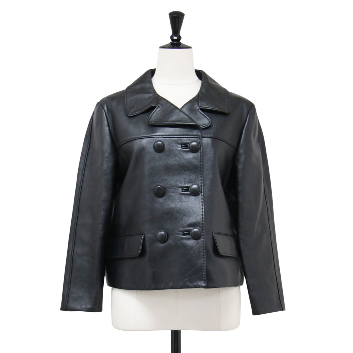 Rakuten - CELINE セリーヌ ジャケット ブラック 黒 サイズ:34(XS) | ラムレザー コンパクト ジャケット | ショート丈 長袖 ダブル テーラードカラー | イタリア製 | アウター ブルゾン 上着【レディース】【中古】【K4818】