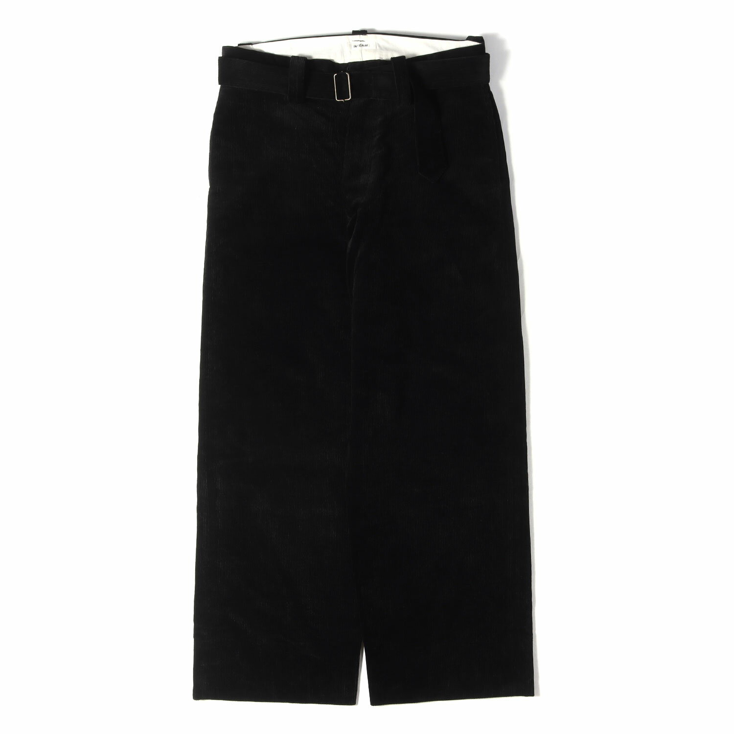 INTERIM インテリム パンツ ブラック 黒 サイズ:4 | 25AW コーデュロイ バギー パンツ (9W LINEN COTTON CORDUROY BELTED MIL BAGGY TROUSER ) | ボトムス ズボン