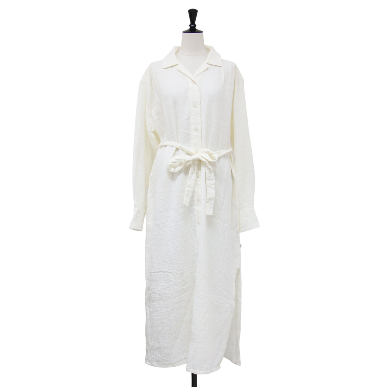 UGG アグ ワンピース オフホワイト 白 サイズ:S | 23春夏 コットン ガーゼ シャツ ワンピース / Anthea Dress ロング 長袖 オープンカラー ウエストベルト | トップス 