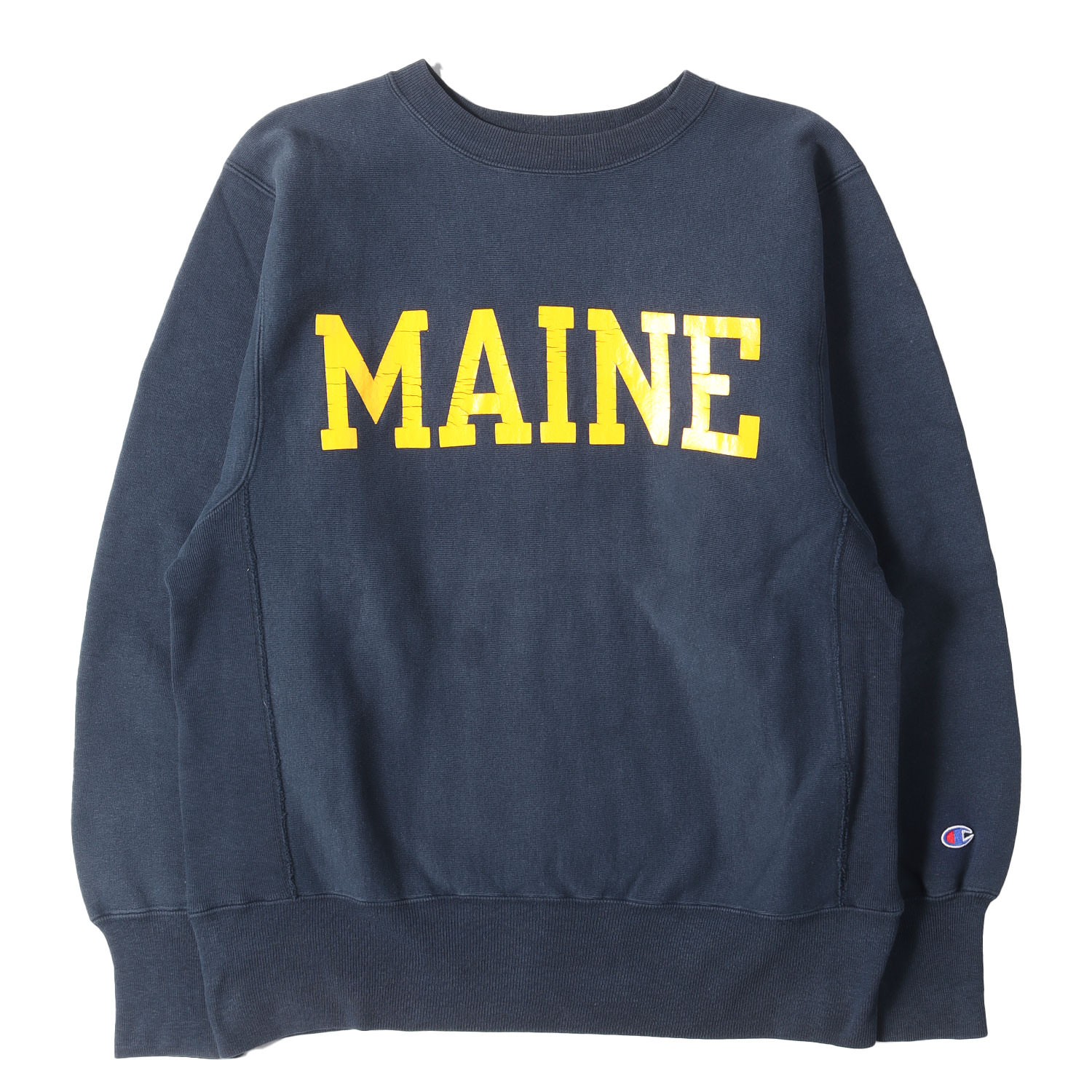 乐天商城 - Champion チャンピオン スウェット ネイビー イエロー サイズ:M | USA製 刺繍タグ | 90s カレッジロゴ リバースウィーブ スウェットシャツ | メイン大学 MAINE | 90年代 古着 ヴィンテージ | トップス トレーナー【メンズ】【中古】【K4858】