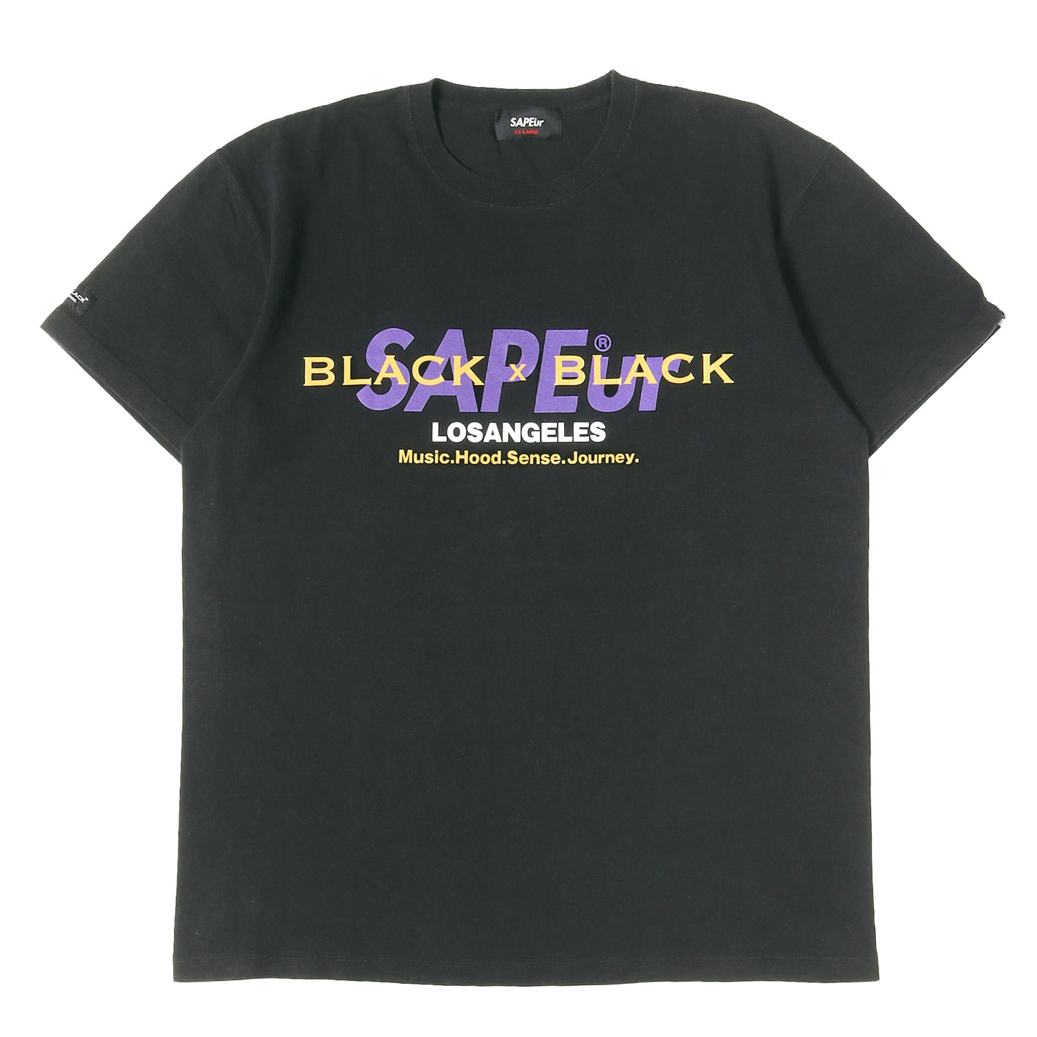 乐天商城 - A Elegantes SAPEur サプール Tシャツ ブラック 黒 サイズ:XXL | BLACK×BLACK ブランドロゴ クルーネック Tシャツ | トップス カットソー 半袖【メンズ】【中古】【K4852】