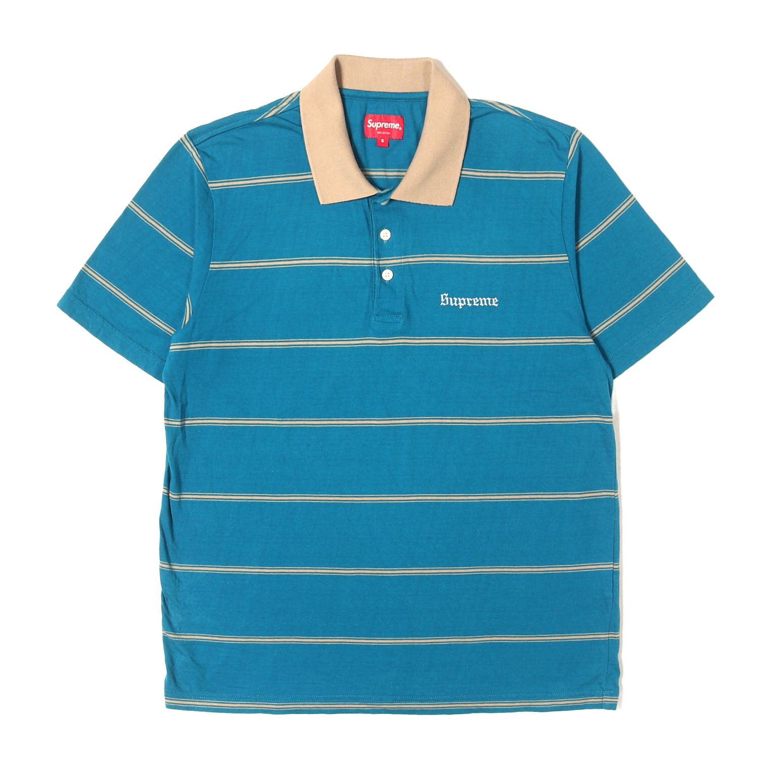 Rakuten - Supreme シュプリーム ポロシャツ ブルー サイズ:S | ロゴ刺繍 ボーダー ポロシャツ(Stripe Polo) | トップス 半袖【メンズ】【中古】【K4846】