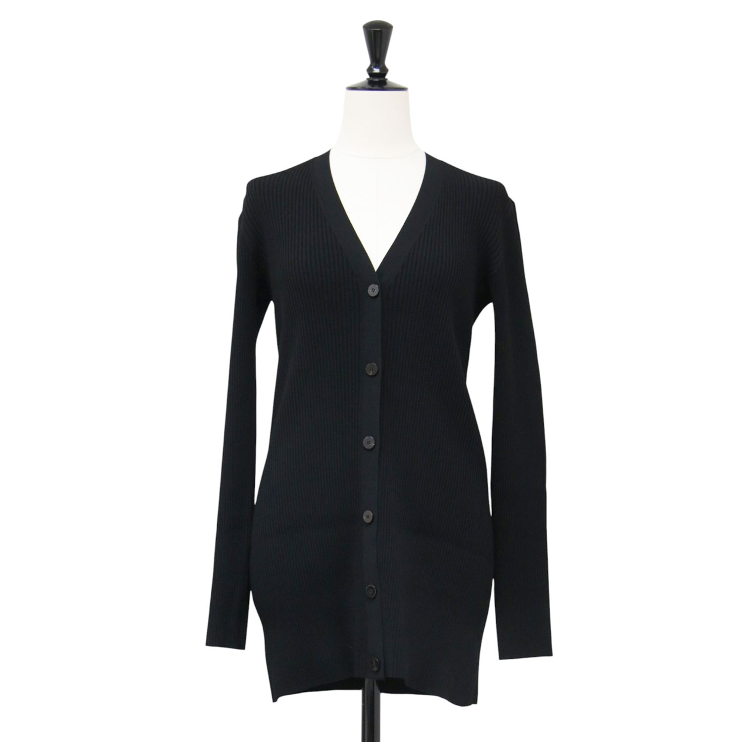 乐天商城 - Theory セオリー カーディガン ブラック 黒 サイズ:S | 24春夏 Vネック リブ カーディガン / Wooster Crepe Knit Button Rib Cardi 長袖 ニット | トップス 羽織り【レディース】【中古】【K4853】