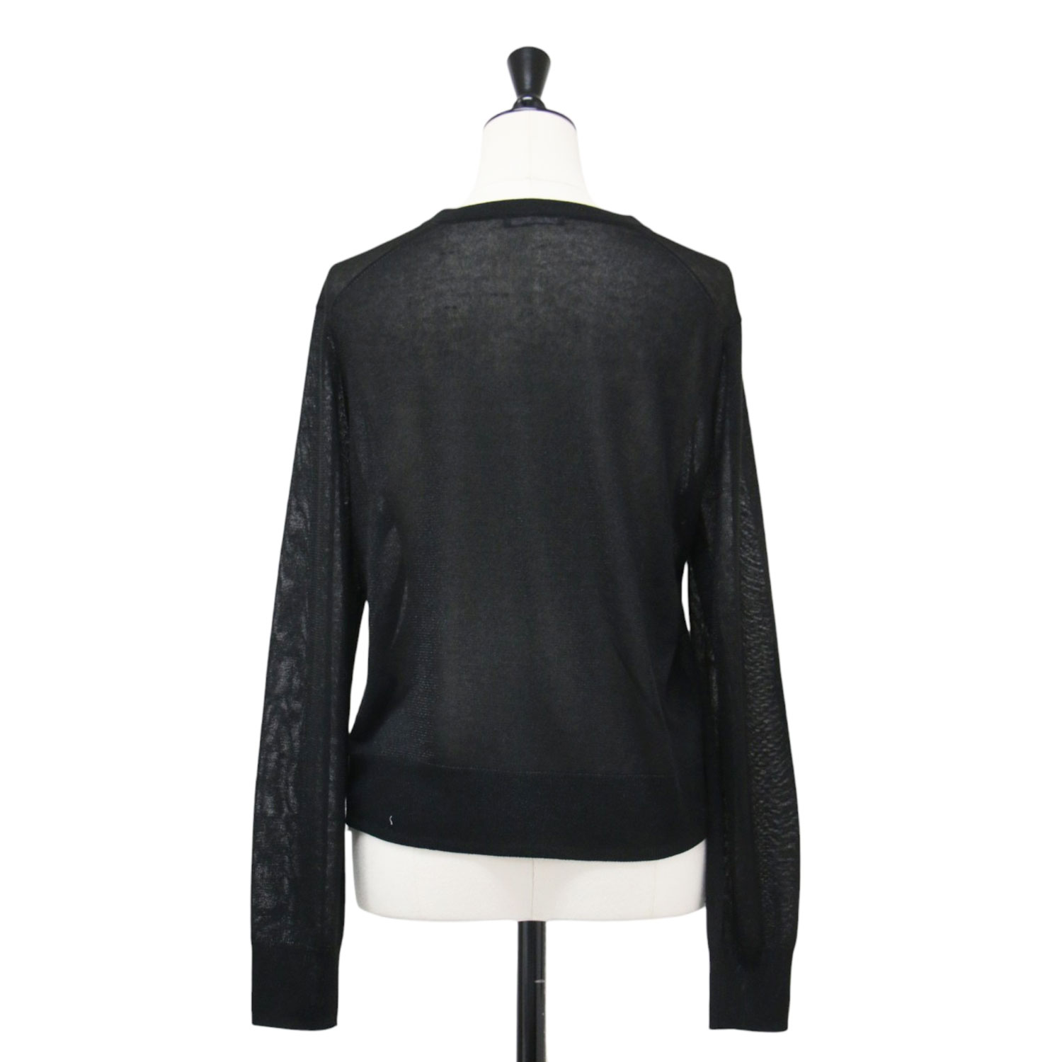 theory luxe セオリーリュクス カーディガン ブラック 黒 サイズ:38(M) | 25春夏 シアー ニット カーディガン | SHEEN KNIT CONAR CARDIGAN | クルーネック ラメ ハイゲージ | トップス 羽織り【レディース】【中古】【K4853】 2
