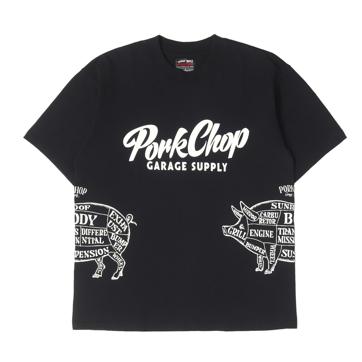 PORKCHOP GARAGE SUPPLY ポークチョップガレージサプライ Tシャツ ブラック 黒 サイズ:S マルチロゴ クルーネック Tシャツ (MULTI LOGOS TEE 2025) トップス カットソー 半袖