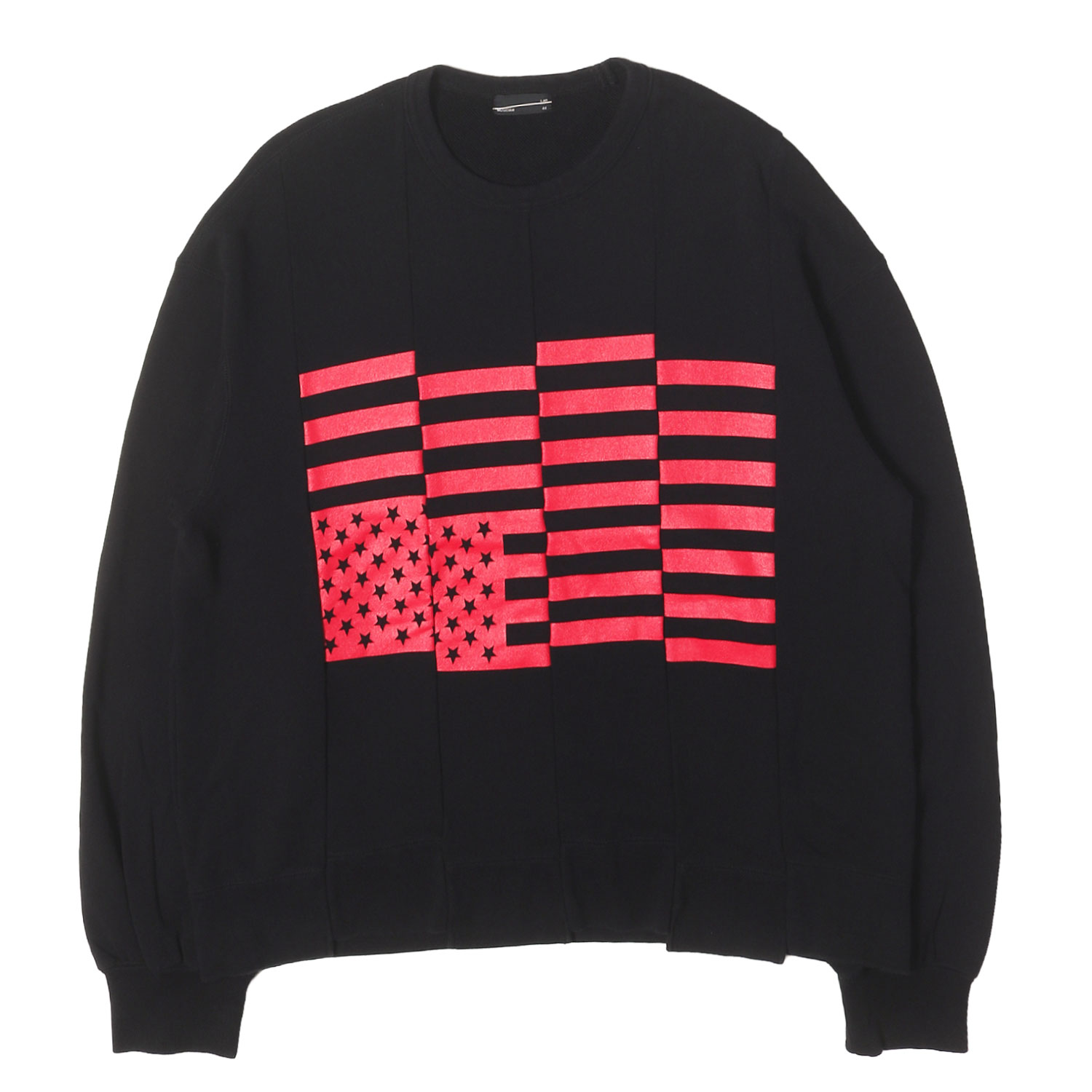 LAD MUSICIAN ラッドミュージシャン スウェット ブラック 黒 サイズ:44 再構築 グラフィック スウェットシャツ CREW NECK SWEAT RAYON LOOP BACK CLOTH 日本製 トップス トレーナー プルオーバー 
