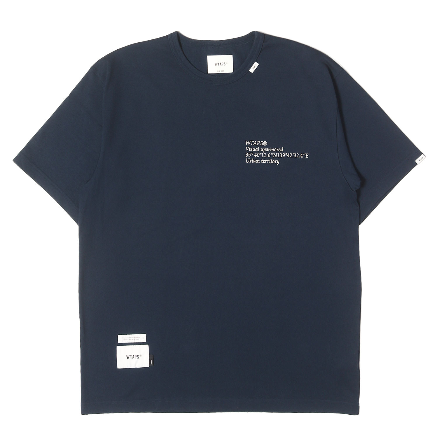 WTAPS ダブルタップス Tシャツ ネイビー 紺 サイズ:L 21SS ロゴ刺繍 ヘビーウエイト クルーネック Tシャツ INSECT 03 / SS トップス カットソー 半袖