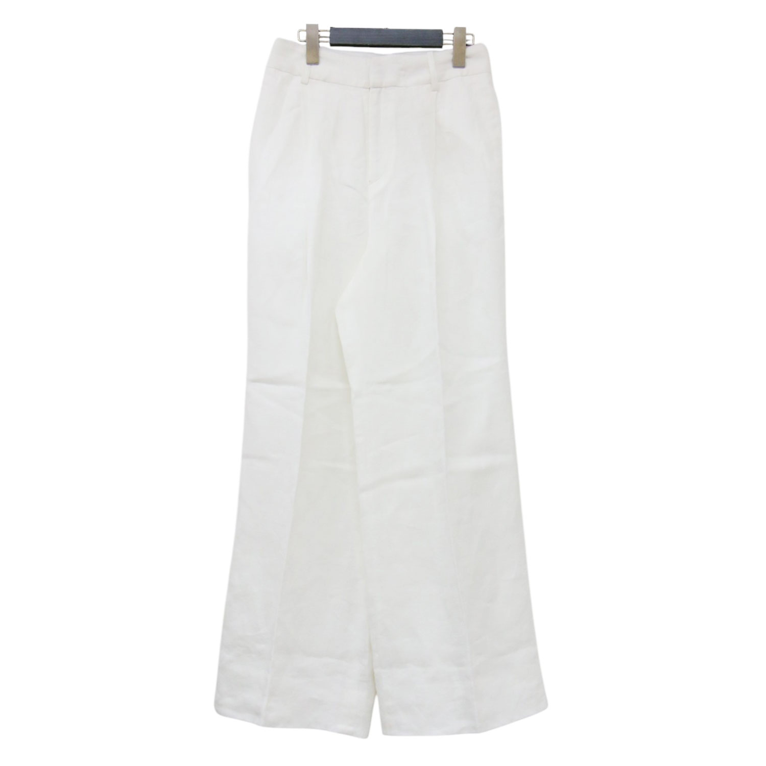 MUSE de Deuxieme Classe ミューズ ドゥ ドゥーズィエムクラス パンツ ホワイト 白 サイズ:38(M) 24春夏 nicety パンツ スラックス ワイド タック センタープレス ハイウエスト リネン ボトムス ズボン