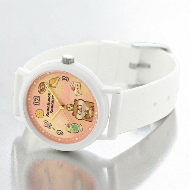 乐天商城 - カオル 可愛い嘘のカワウソ×KAORU もぐもぐSelection -お菓子- バニラの香り クォーツ 電池式 腕時計 ブランド メンズ レディース KAORU KAORU012W1 アナログ マルチカラー ホワイト 白 日本製 おしゃれ 防水 プレゼント 実用的