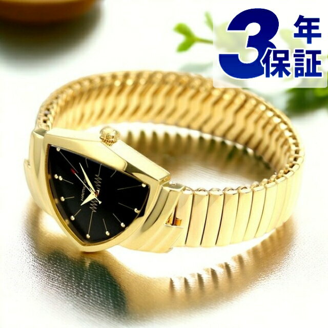 ベンチュラ 腕時計（メンズ） ハミルトン ベンチュラ フレックスブレスレット 蛇腹 メンズ 腕時計 ブランド H24301131 HAMILTON ブラック×ゴールド ギフト 父の日 プレゼント 実用的