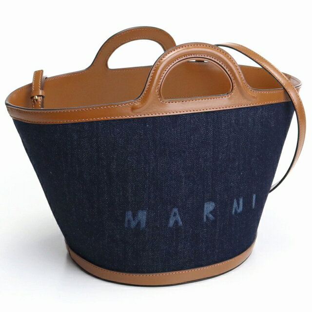 マルニ トートバッグ レディース MARNI コットン カーフレザー イタリア BMMP0097L1 ネイビー系 バッグ