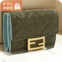 \さらに+9倍★16日02時迄/ フェンディ 三折財布小銭入付き レディース ブランド FENDI レザー イタリア 8M0395 カーキ 財布