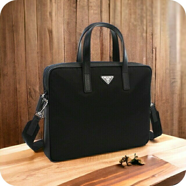 ブリーフケース プラダ ブリーフケース メンズ PRADA TESSUTO+SAFFIANO ナイロン レザー イタリア 2VE368 NERO ブラック バッグ 父の日 プレゼント 実用的