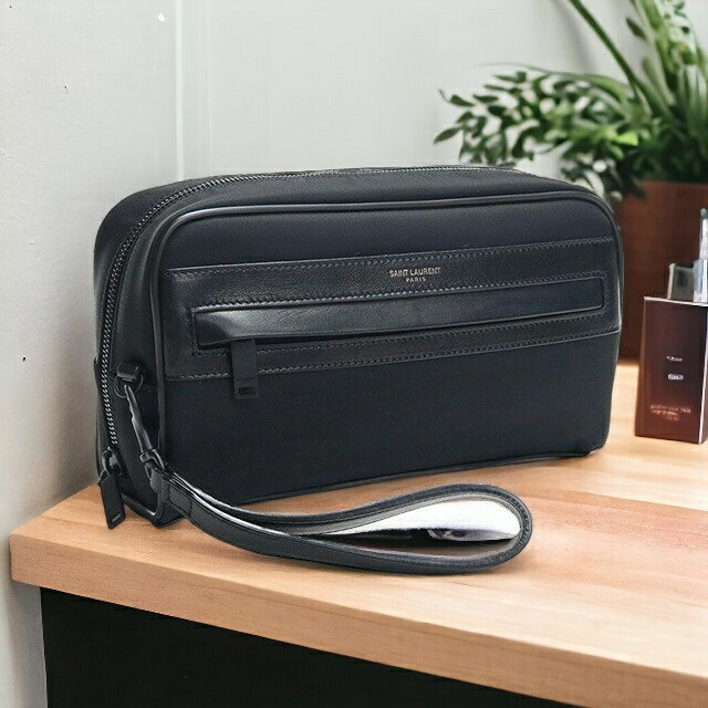 サンローラン クラッチバッグ メンズ サンローラン セカンドバッグ メンズ SAINT LAURENT ナイロン/レザー イタリア 635166 ブラック バッグ 父の日 プレゼント 実用的