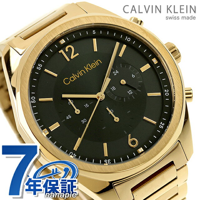 CALVIN KLEIN - カルバンクライン フォース クォーツ 電池式 腕時計 ブランド メンズ クロノグラフ Calvin Klein 25200266 アナログ ブラック ゴールド 黒 おしゃれ 防水 プレゼント 男性 実用的