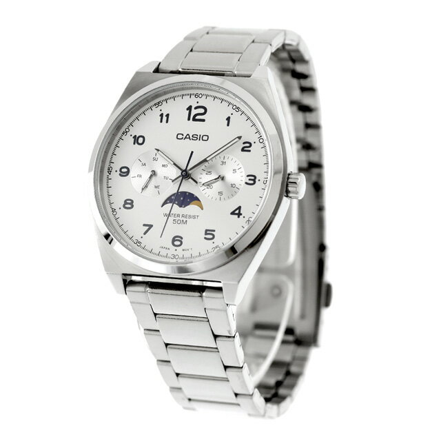 カシオ チープカシオ CASIO クォーツ 電池式 MTP-M300D-7AV スタンダード ムーンフェイズ 海外モデル メンズ チプカシ 腕時計 ブランド カシオ casio アナログ ホワイト 白 おしゃれ 防水 小さい 軽い かわいい プレゼント 実用的