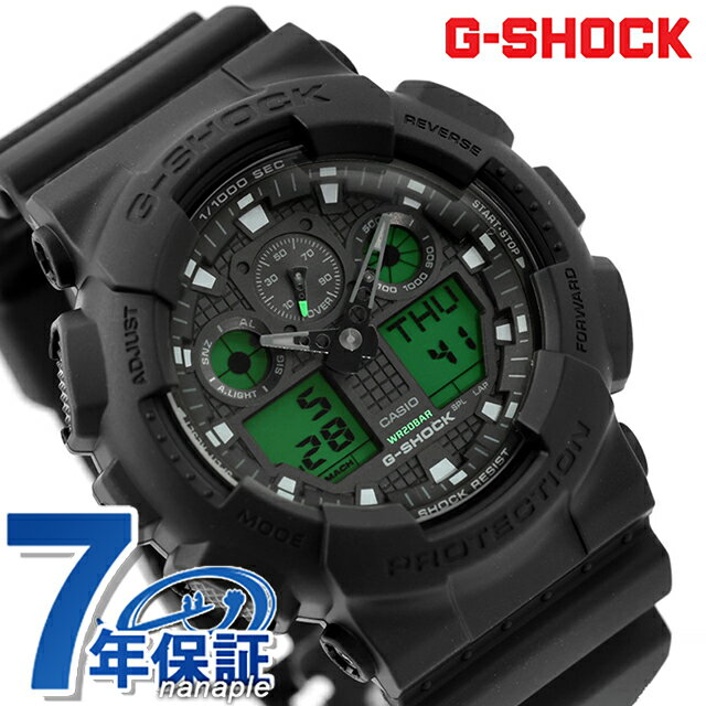 Rakuten - gショック ジーショック G-SHOCK GA-100 SERIES クォーツ 電池式 GA-100BEG-1A メンズ 腕時計 ブランド カシオ casio アナデジ ブラック グリーン 黒 おしゃれ 防水 軽い プレゼント 男性 実用的