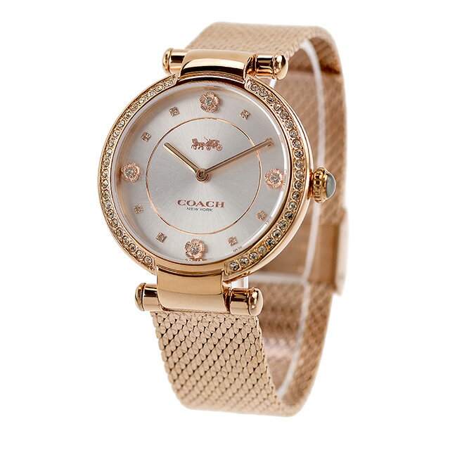 コーチ キャリー クォーツ 電池式 腕時計 ブランド レディース COACH 14503996 アナログ シルバー ピンクゴールド 白 おしゃれ 防水 軽い 華奢 かわいい プレゼント 女性 実用的