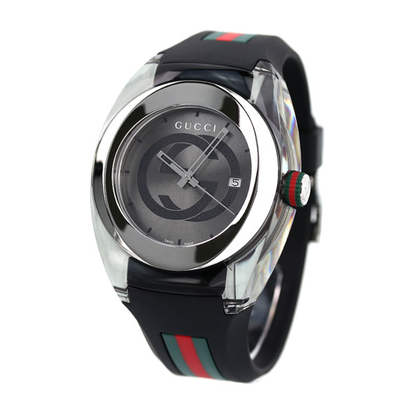 グッチ 腕時計（メンズ） グッチ 時計 シンク 46mm クオーツ メンズ 腕時計 ブランド YA137116 GUCCI グレーシルバー×ブラック 記念品 プレゼント ギフト
