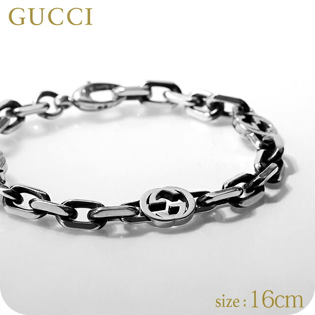 Silver - グッチ ブレスレット メンズ レディース ブランド GUCCI インターロッキング チェーン ロゴ 620798 J8400 0811 シルバー アクセサリー