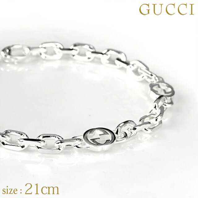 Silver - グッチ ブレスレット メンズ レディース ブランド GUCCI インターロッキングG シャイニーフィニッシュ スターリングシルバー 620798 J8400 8106 21cm シルバー アクセサリー プレゼント 実用的