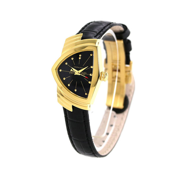 ハミルトン 腕時計 レディース ベンチュラ 24mm クオーツ H24101731 HAMILTON ブラック 革ベルト 時計