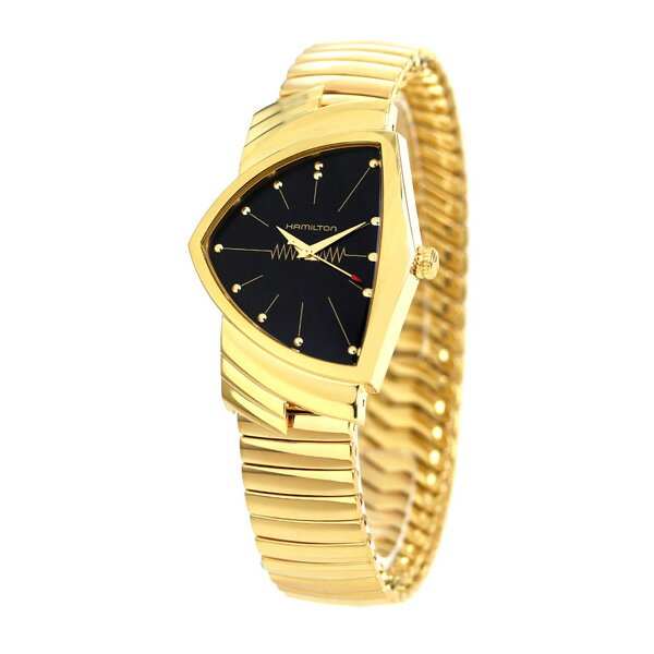 ベンチュラ 腕時計（メンズ） ハミルトン ベンチュラ フレックスブレスレット 蛇腹 メンズ 腕時計 ブランド H24301131 HAMILTON ブラック×ゴールド ギフト 父の日 プレゼント 実用的