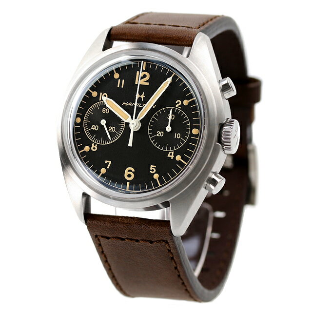 ハミルトン 腕時計 カーキ アビエーション パイオニア メカ クロノ 40mm 手巻き メンズ クロノグラフ 革ベルト HAMILTON H76409530 アナログ ブラック ブラウン 黒 ブランド おしゃれ 防水 プレゼント 男性 実用的