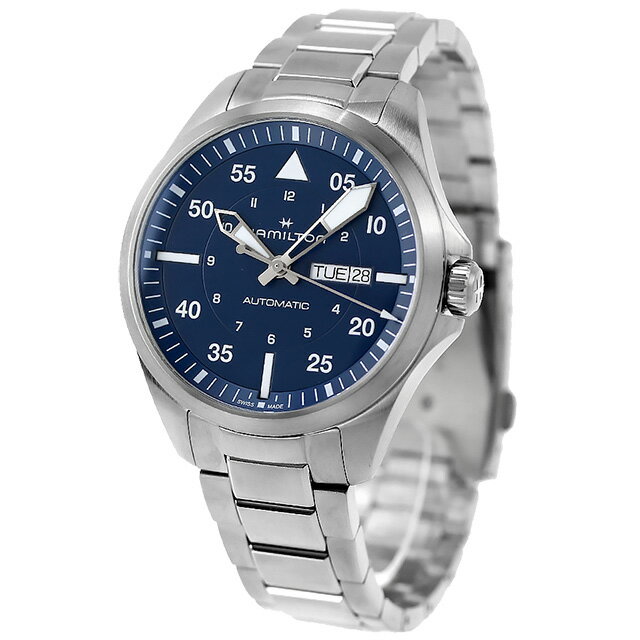 ハミルトン カーキ アビエーション カーキ パイロット デイデイト オートマティック 42mm 自動巻き 腕時計 ブランド メンズ HAMILTON H64635140 アナログ ブルー スイス製 父の日 プレゼント 実用的