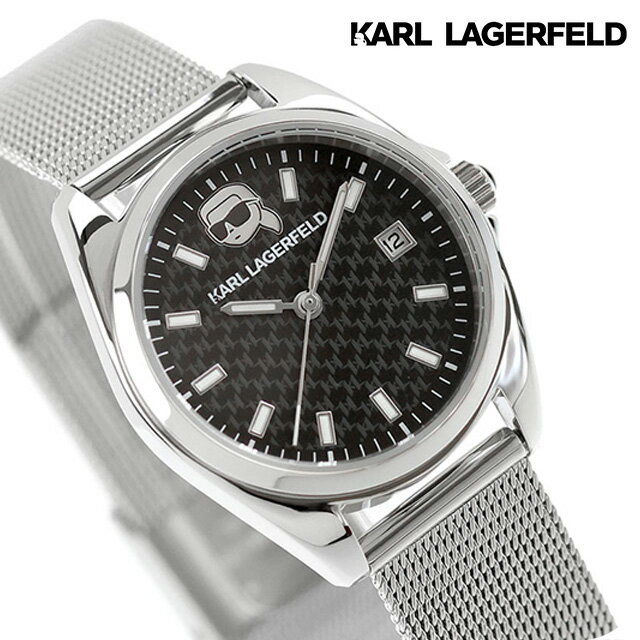 B, F, H, P, V - カール・ラガーフェルド ラウンド エッセンシャル クォーツ 電池式 腕時計 ブランド レディース KARL LAGERFELD R0553107504 アナログ ブラック 黒 おしゃれ 防水 かわいい プレゼント 女性 実用的